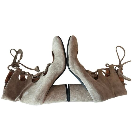 Jeffrey Campbell Women’s Lace Up Zaun-Hi Taupe Suede Boot Heels Size 8.5 - Picture 5 of 11